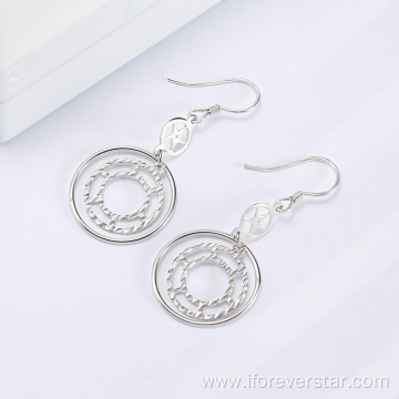 Jewelry Boho Large White CZ 925 Silver Earrings